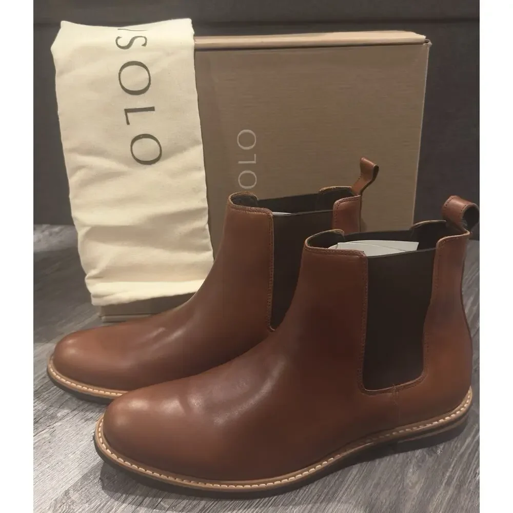 Nisolo All-Weather Chelsea Boots Men’s 13 Brandy Brown Leather Pull-On NEW